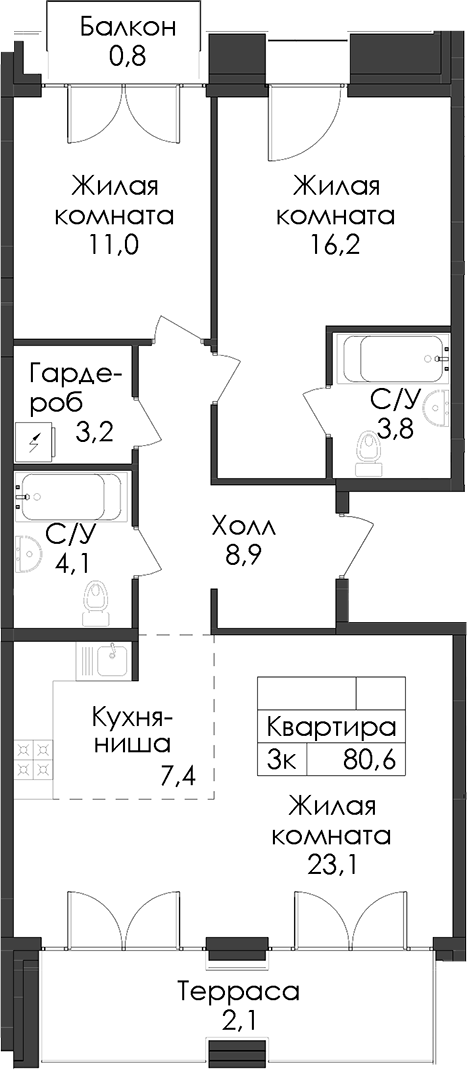 Планировка Лермонтовский 54