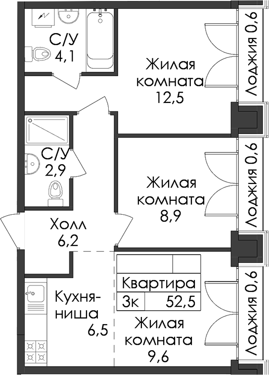 Планировка Лермонтовский 54