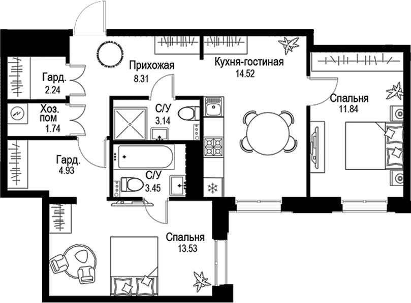 Планировка ID Petrogradskaya