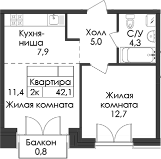 Планировка Лермонтовский 54