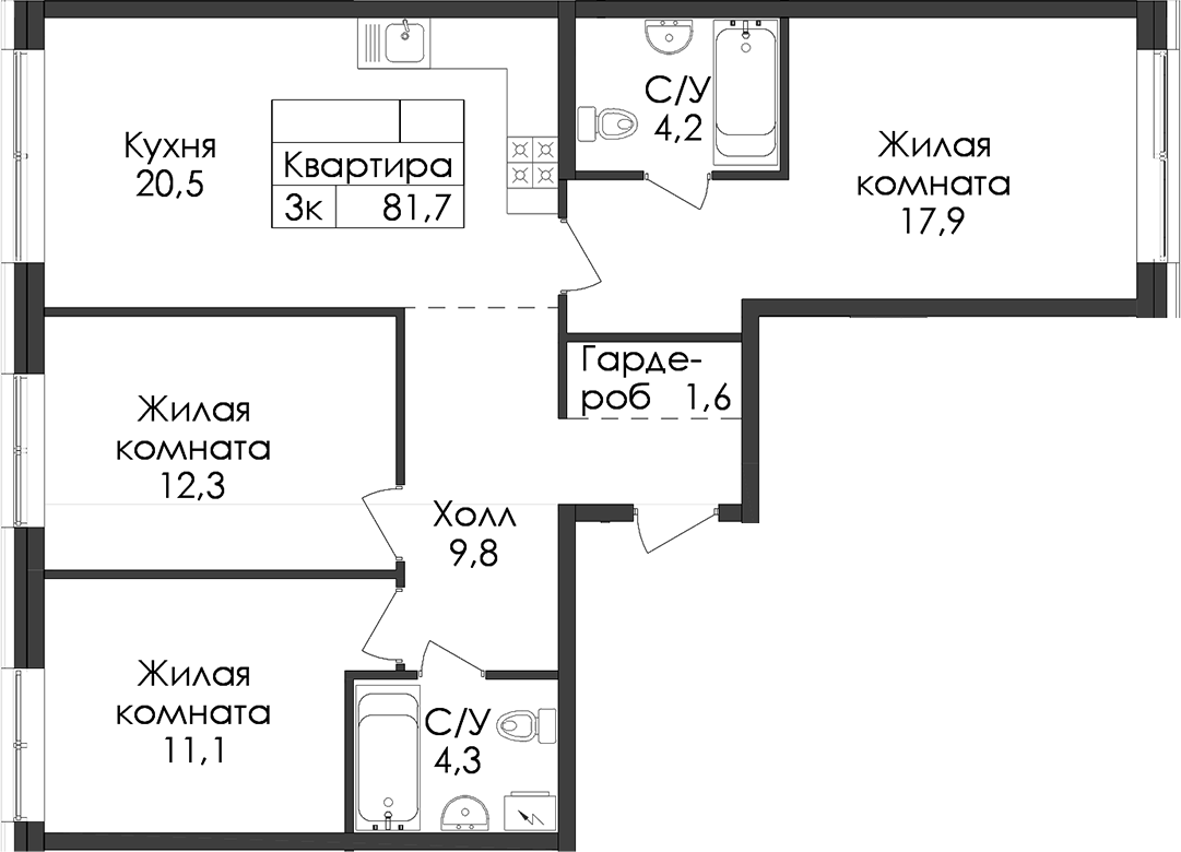 Планировка Лермонтовский 54