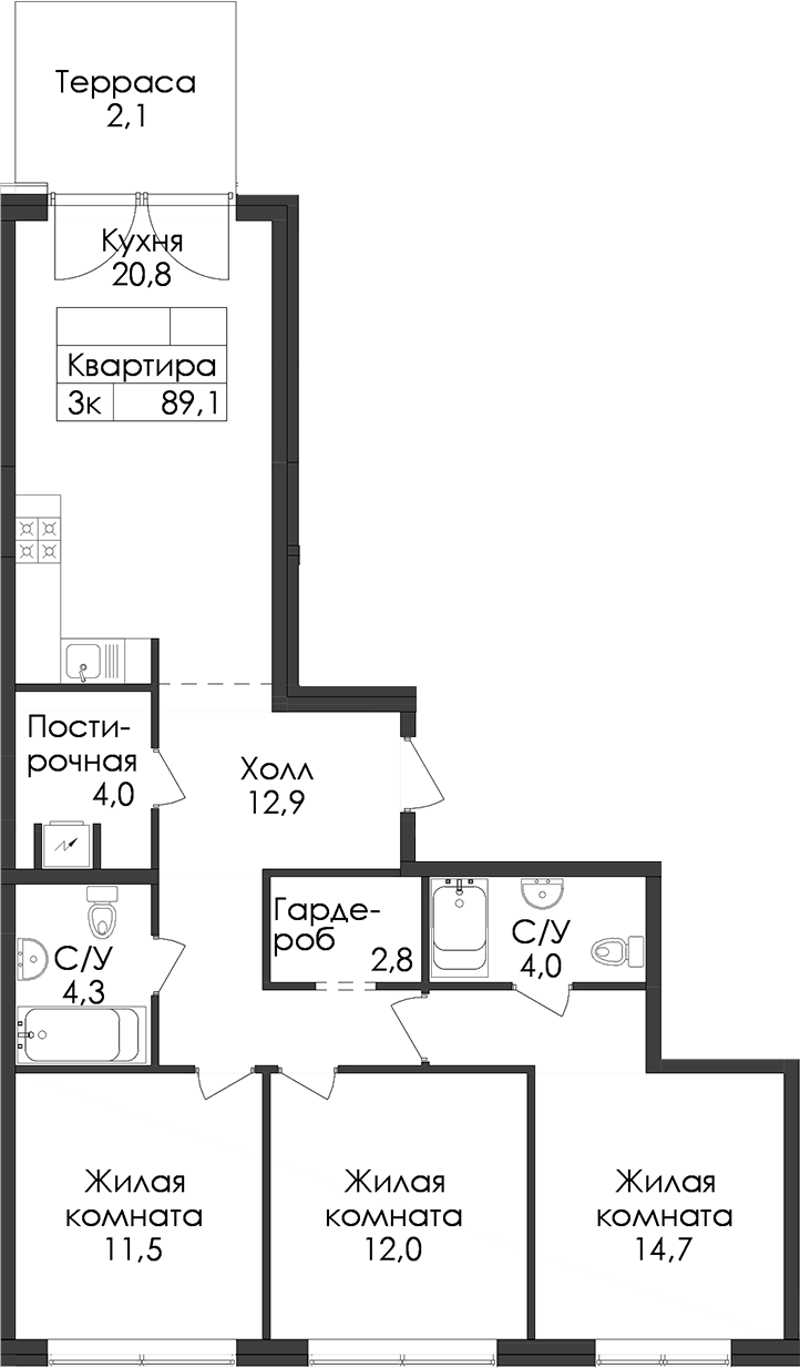 Планировка Лермонтовский 54