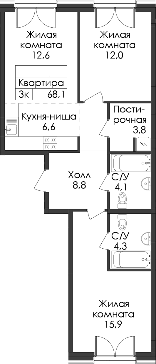 Планировка Лермонтовский 54